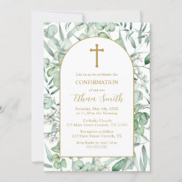 Confirmation Eucalyptus leaves Invitation Inbjudningar