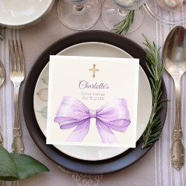 Confirmation lavender bow cream cross pappersservett