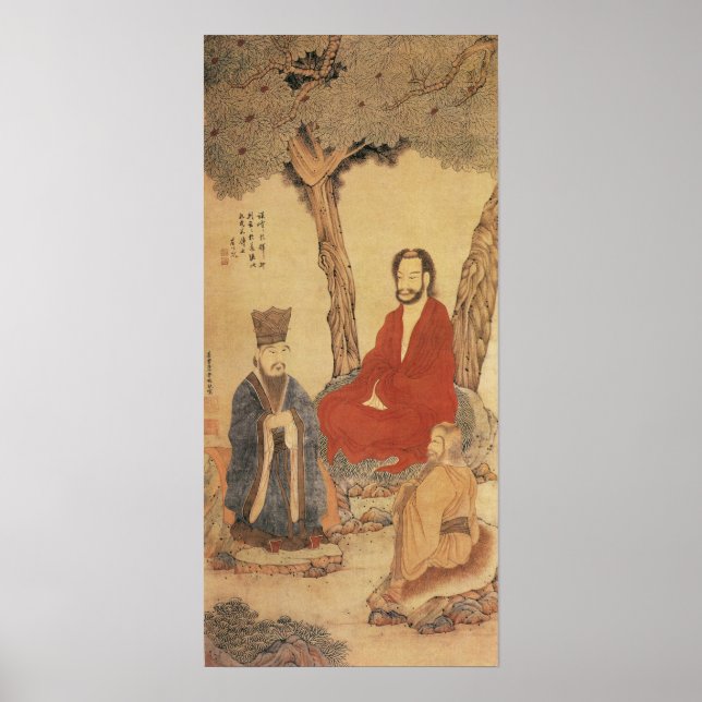 Confucius, Lao-tzu och Buddhist Arhat Poster (Framsidan)