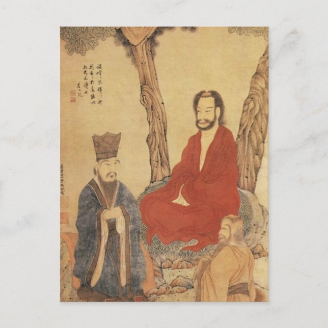 Confucius, Lao-tzu och Buddhist Arhat Vykort (Framsida)