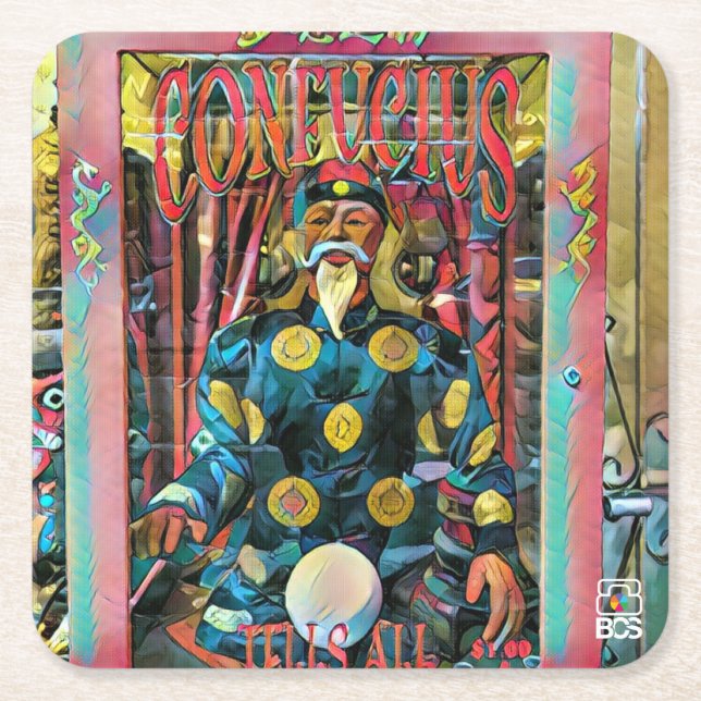 Confucius papperskustfartyg underlägg papper kvadrat (Framsidan)