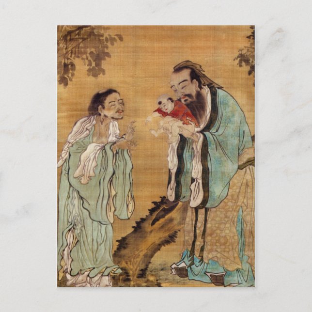 Confucius presenterar buddha för Laozi Vykort (Framsida)