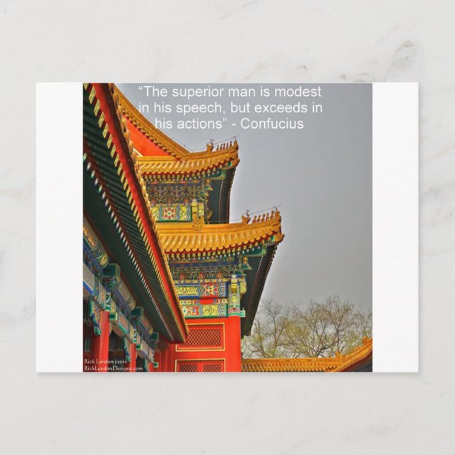 Confucius Quote Gift med gammal kinesisk arkitektu Vykort (Framsida)