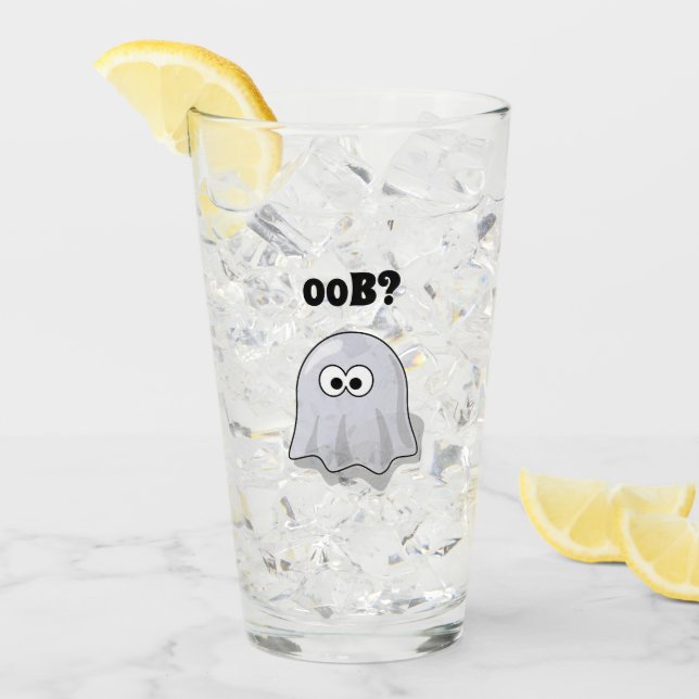 Confused Ghost Says "Oob?" Funny Halloween Cartoon Glaskopp (Framsida Ice)