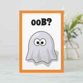 Confused Ghost Says "Oob?" Funny Halloween Cartoon Inbjudningar
