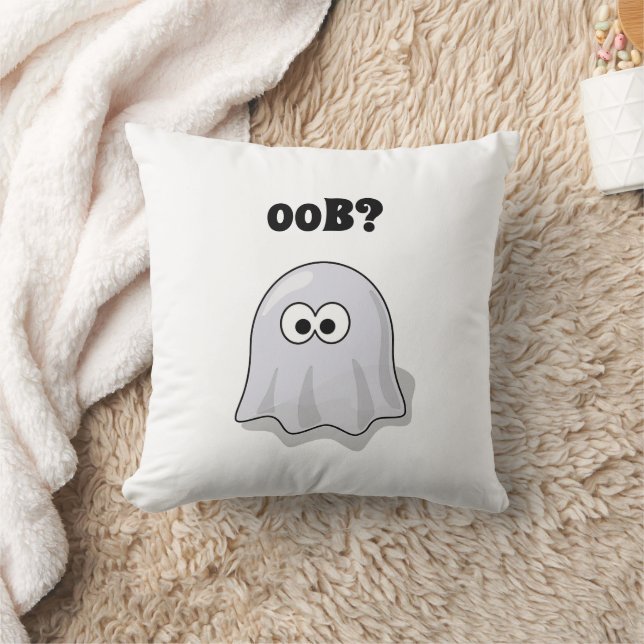 Confused Ghost Says "Oob?" Funny Halloween Cartoon Kudde (Filt)