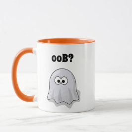 Confused Ghost Says "Oob?" Funny Halloween Cartoon Mugg