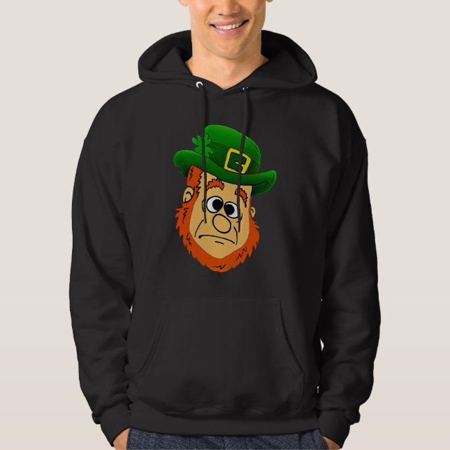 Confused Leprechaun  St Patrick's Day Shamrock Hoodie (Framsida)