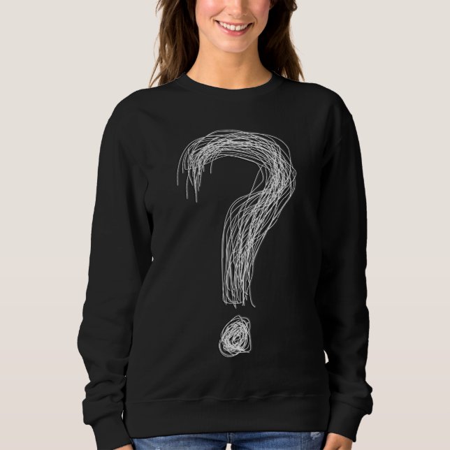 Confused Scribble Question Mark Chaos Overthinking T Shirt (Framsida)