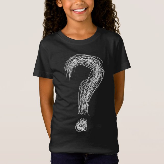 Confused Scribble Question Mark Chaos Overthinking T Shirt (Framsida)