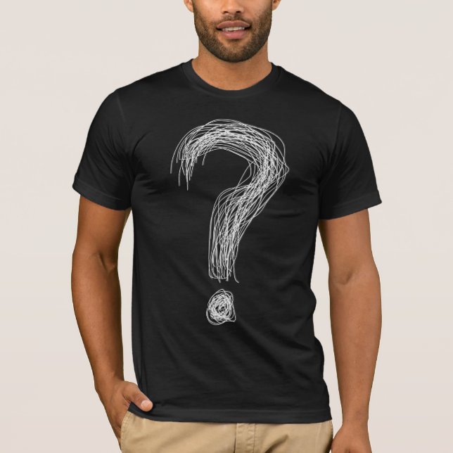 Confused Scribble Question Mark Chaos Overthinking T Shirt (Framsida)