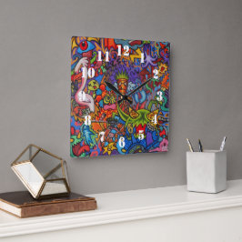 Confusion By Squid Fear City Fyrkantig Klocka