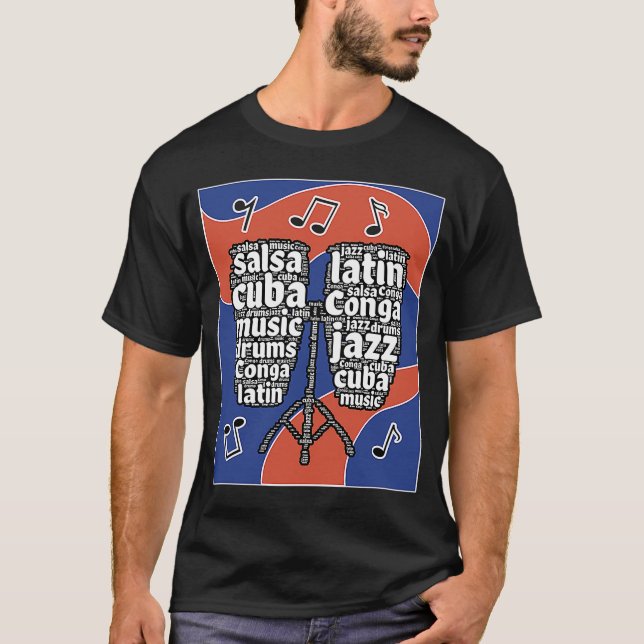 Conga drum musikinstrument profesionales Cuba T Shirt (Framsida)