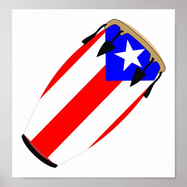 Conga Flagga Puerto Rico Poster (Framsidan)