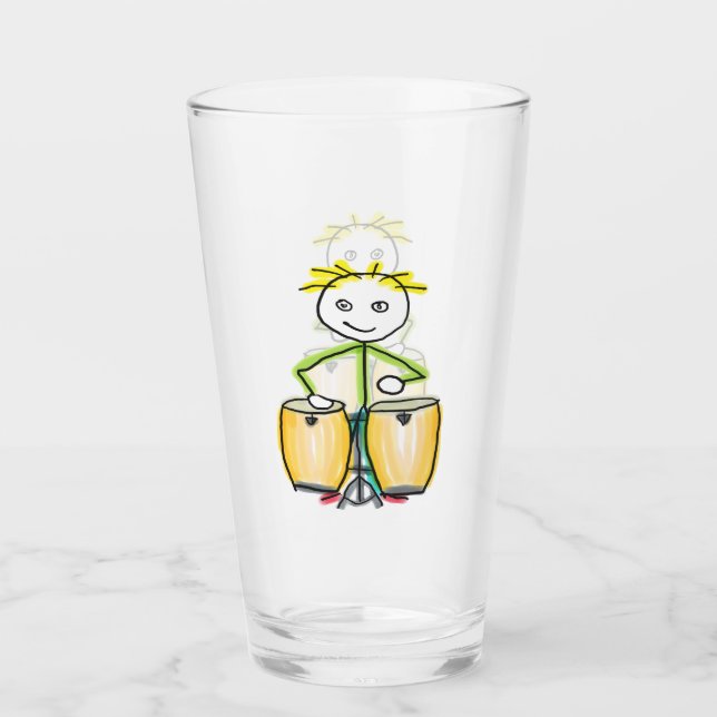 Conga-spelande stickman glaskopp (Framsida)