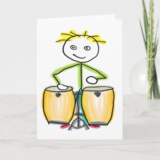 Conga-spelande stickman kort (Framsida)