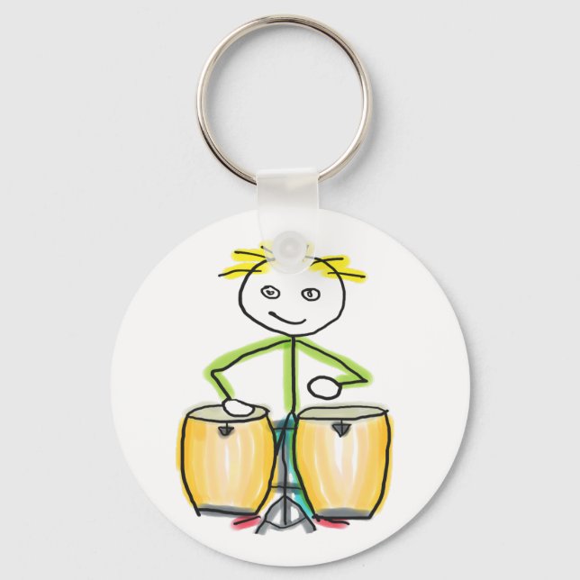 Conga spelande stickman nyckelring (Framsida)