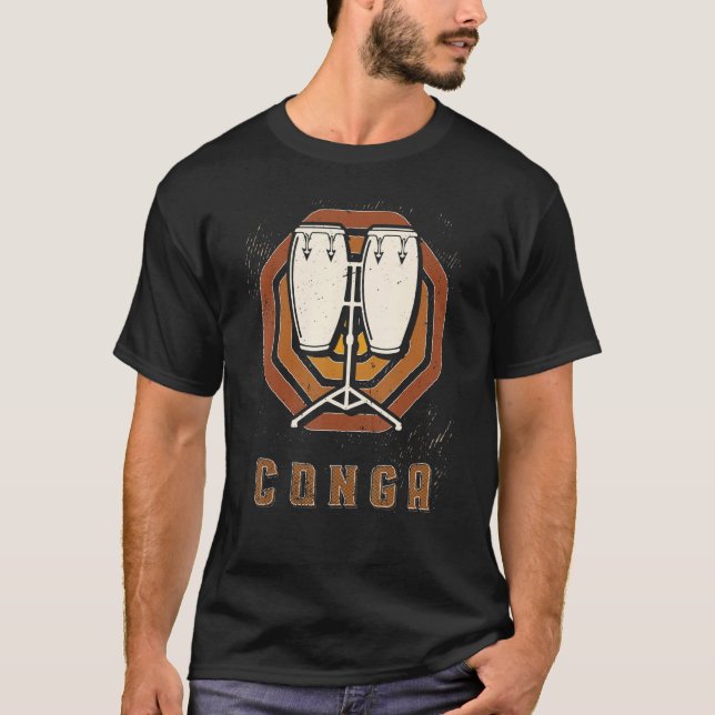 Conga Vintage Retro Classic Music Kärlek T Shirt (Framsida)