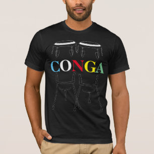 Congaen trummar och den svart T-tröja för text T-shirt