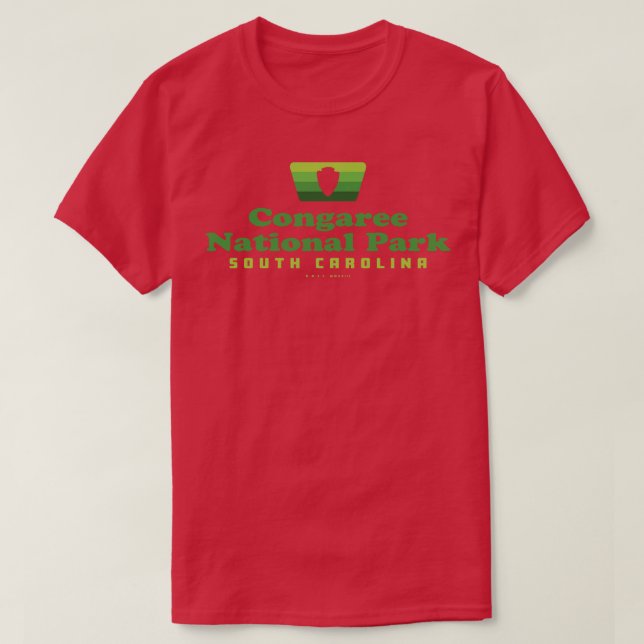 Congaree National Park Retro Badge Arrowhad Grönt T Shirt (Design framsida)