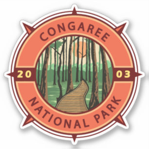 Congaree National Park Retro Compass Emblem Klistermärken