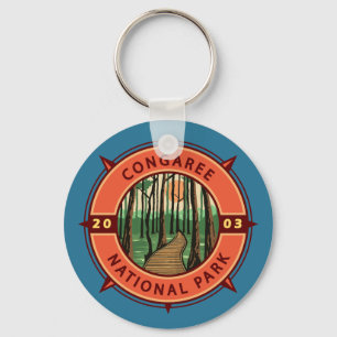 Congaree National Park Retro Compass Emblem Nyckelring