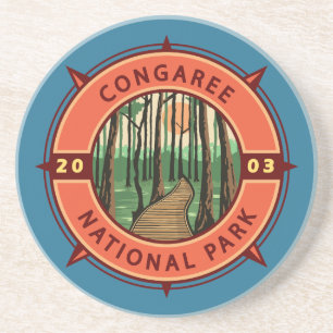 Congaree National Park Retro Compass Emblem Underlägg