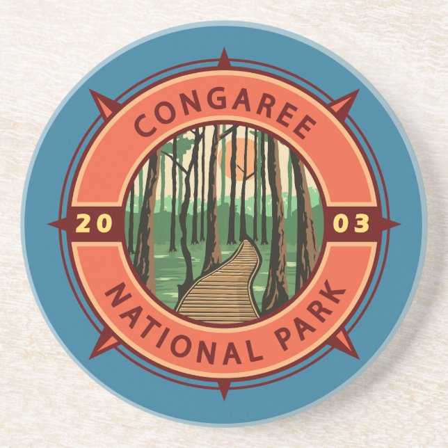 Congaree National Park Retro Compass Emblem Underlägg (Framsidan)