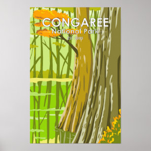 Congaree National Park South Carolina Konst Vintag Poster