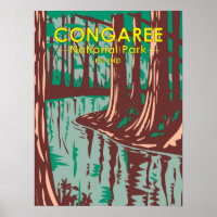 Congaree National Park South Carolina Vintage Post