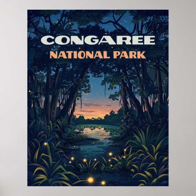 Congaree National Park Swamp South Carolina Retro Poster (Framsidan)