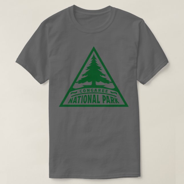 Congaree National Park Träd Triangle Grönt T Shirt (Design framsida)