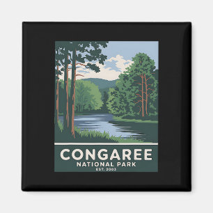 Congaree National Park Vintage Camping Vandrande M Magnet
