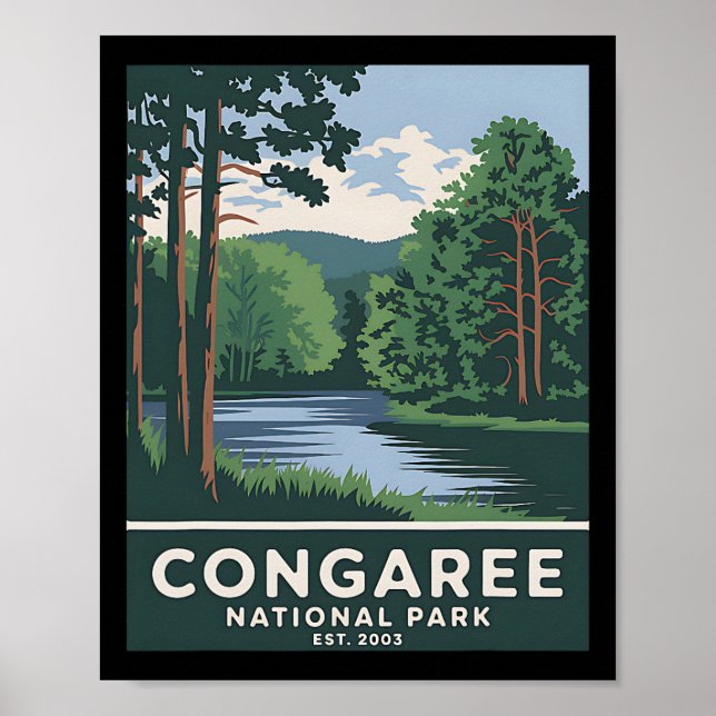 Congaree National Park Vintage Camping Vandring Mä Poster (Framsidan)
