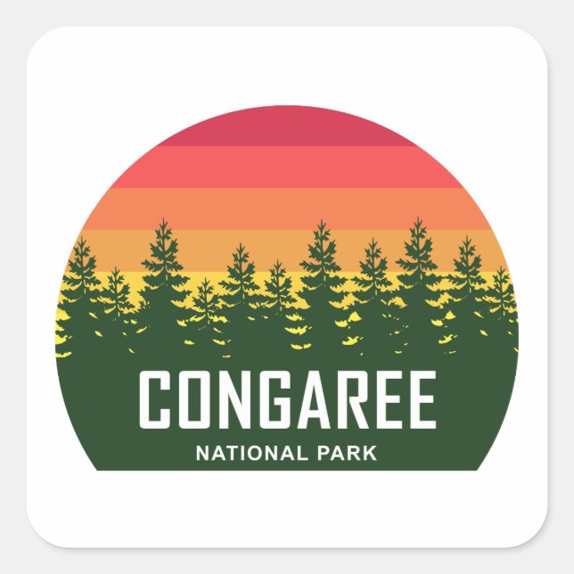 Congaree nationalpark fyrkantigt klistermärke (Framsida)