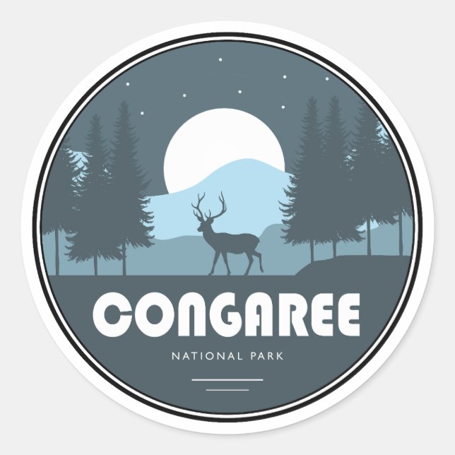 Congaree nationalpark Hjort Runt Klistermärke (Framsida)