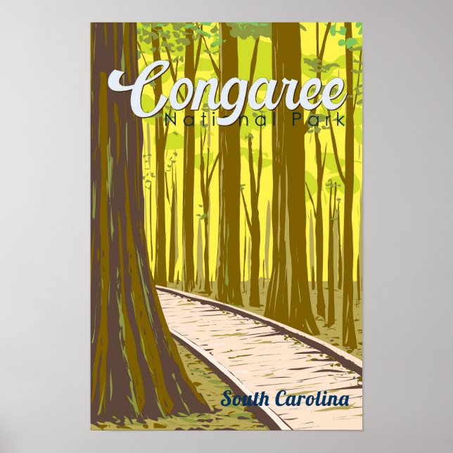 Congaree Nationalpark Illustration Resa Vintage Poster (Framsidan)