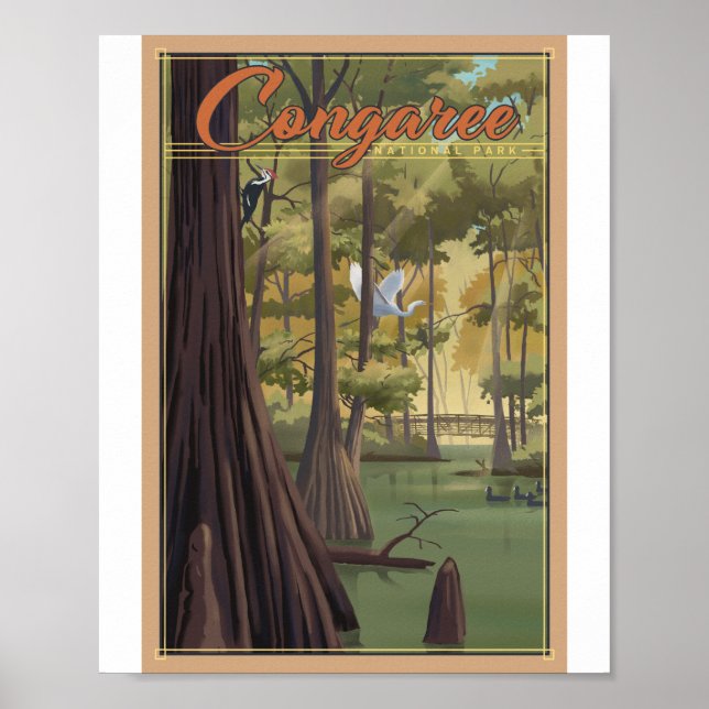 Congaree nationalpark Litho Artwork Poster (Framsidan)