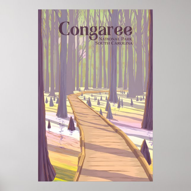 Congaree nationalpark Reseskylt Poster (Framsidan)