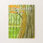 Congaree nationalpark South Carolina Art Vintage Pussel<br><div class="desc">Kongaree vektorteckningsdesign. Parken bevarar den största delen av den gamla trämskogen för hårda bottenträd som lämnats i Stater.</div>
