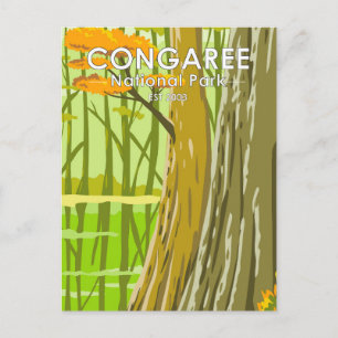 Congaree nationalpark South Carolina Art Vintage Vykort