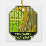 Congaree nationalpark South Carolina Retro Julgransprydnad Keramik<br><div class="desc">Kongaree vektorteckningsdesign. Parken bevarar den största delen av den gamla trämskogen för hårda bottenträd som lämnats i Stater.</div>