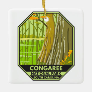 Congaree nationalpark South Carolina Retro Julgransprydnad Keramik