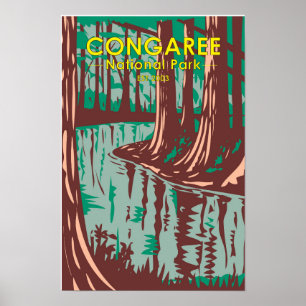 Congaree Nationalpark South Carolina Vintage Affis Poster