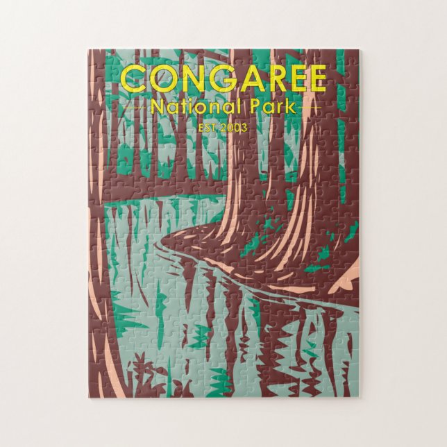 Congaree nationalpark South Carolina Vintage Pussel (Vertikal)