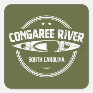 Congaree River South Carolina Kayaking Fyrkantigt Klistermärke