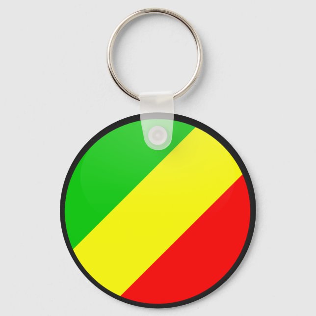 Congo Brazzaville Quality Flagga Circle Nyckelring (Framsida)