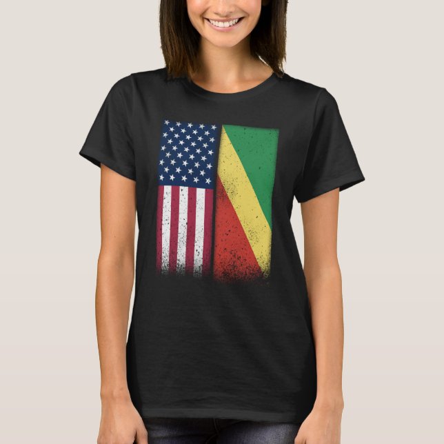 Congo Congolese American Flags Proud USA Congo T Shirt (Framsida)