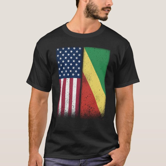 Congo Congolese American Flags Proud USA Congo T Shirt (Framsida)