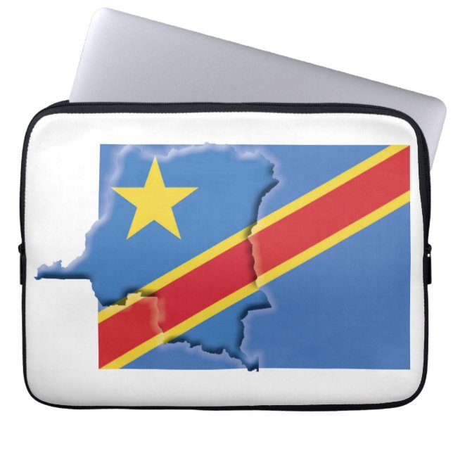 CONGO DRC Flagga Karta Patriotic Computer Laptop Fodral (Framsidan)
